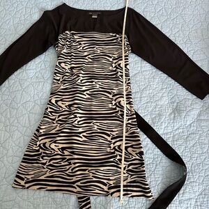 Armani Exchange zebra print dress, size 2, with metal detailing at neck